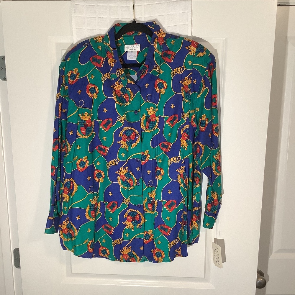 Picone Sport Women’s Button Down Blouse Multi Color Size 22 NWT - Picture 1 of 6
